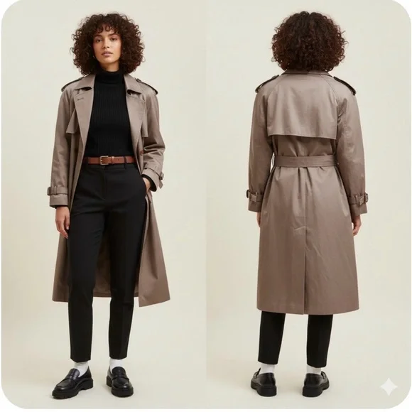 Vintage Worthington Petite Timeless Khaki Trench Coat - Picture 1 of 8